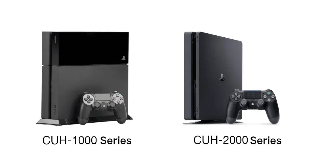 Differences in body design between PS4 CUH-1000 series and CUH-2000 series