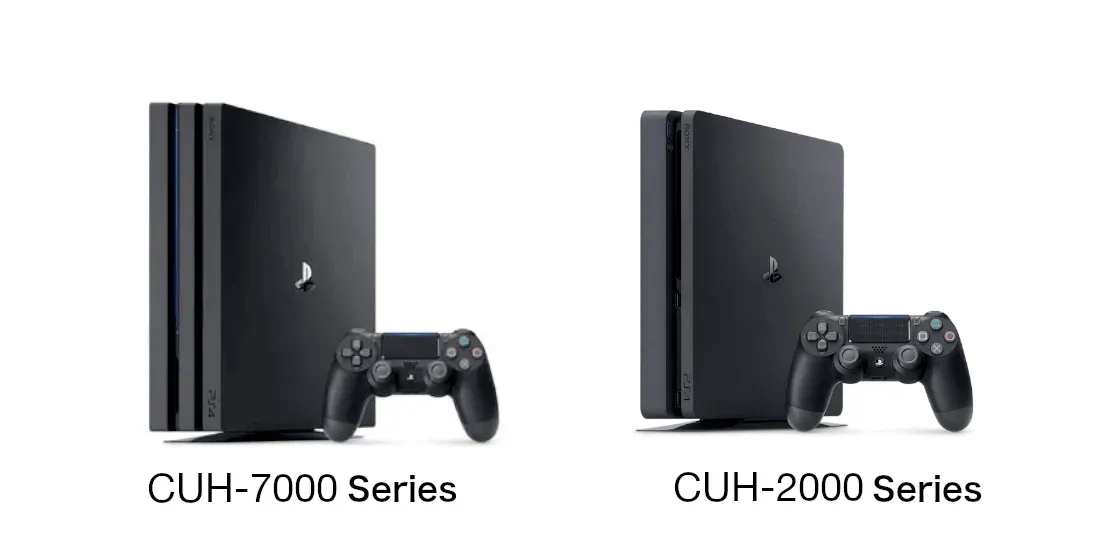 Differences in body design between PS4 CUH-2000 series and PS4 Pro CUH-7000 series